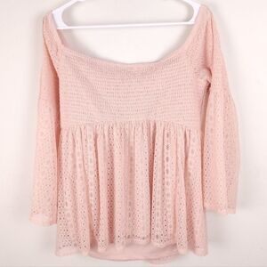 Torrid Women's Off-Shoulder Lace Babydoll Top Pink Stretchy Size 5X